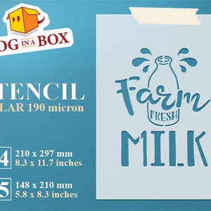 Farm Fresh Milk-stencil nr. 1: herbruikbare mylar-stencil voor houten borden