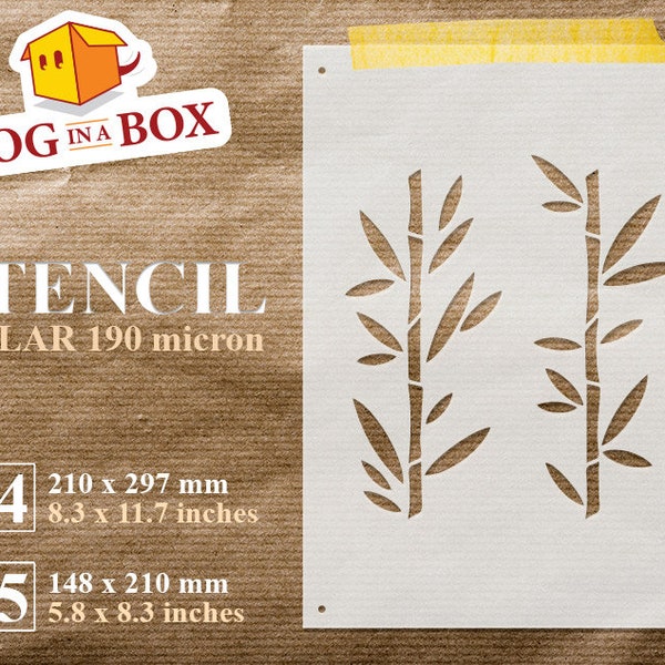 Bamboo stencil n.1 - Reusable stencil with bamboo branches for painting on walls, wood, fabrics and creating seamless nature patterns