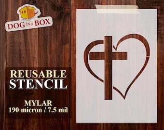 Heart and Cross-stencil nr. 1: herbruikbaar christelijk stencil voor hout, gebak en stoffen