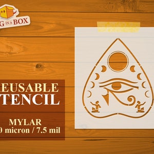 OUIJA Planchette stencil n.3 - Reusable stencil for DIY Ouija board. Make your own Ouija tables with this stencil. Egyptian stencils.