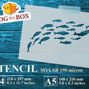 Fish stencil n.8, fish swarm, sea stencil, ocean, stencil for painting, stencils for Wood Signs, fish in circle stencil, reusable stencil