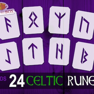 Set di stencil di rune n. 2 - 24 rune singole, stencil di rune, stencil di rune, stencil celtici, stencil per pittura, stencil, cartello in legno