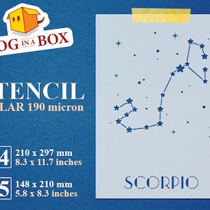 Scorpio Constellation stencil, stars stencil, wall decor stencil, galaxy stencil, zodiac stencil, sky stencil, stencil, Scorpio stencil