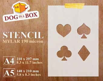 Cards Suits Stencil: Poker stencil for painting on Wood, Walls, Fabrics