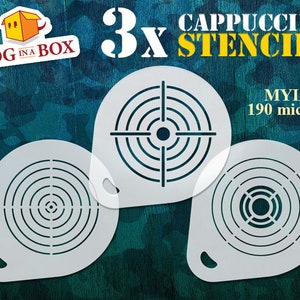 Target stencils, Set of 3 coffee stencils, Shooting range, Softair stencil, DIY targets, Softair targets, softair, Trapshooting stencils