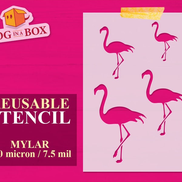 Ensemble de pochoirs Flamant rose n.1 - Pochoirs réutilisables avec un flamant rose en différentes tailles : parfait pour peindre sur le mur, les tissus, les gâteaux et le bois