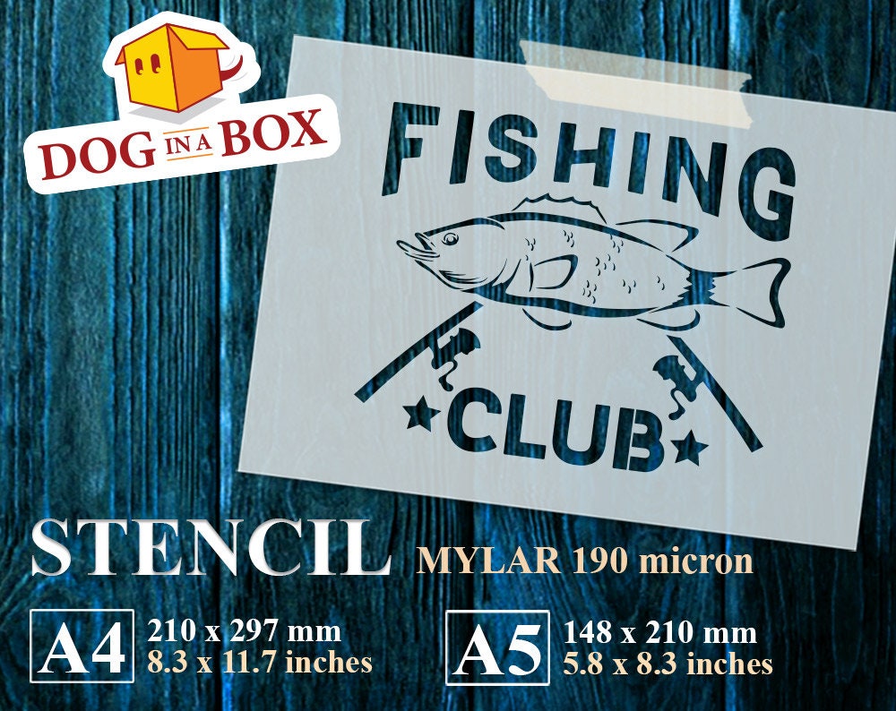 Fishing Club Stencil N.1 Reusable Fishing Stencil, Fish Stencil