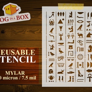 Egyptian Hieroglyphs Stencil n.3: Reusable Mylar, Wall & Wood Decor