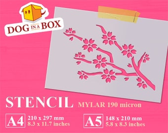 Cherry Blossom Stencil: Reusable Branch stencil, Japanese style stencil for painting on walls, wood, fabrics, home and furniture decor