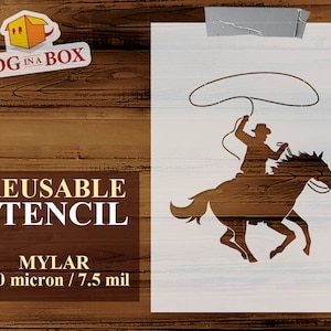 Stencil cowboy n. 2 - Stencil western riutilizzabile per country club, decorazioni per la casa e cartelli in legno. Stencil riutilizzabile per decorazioni a tema western