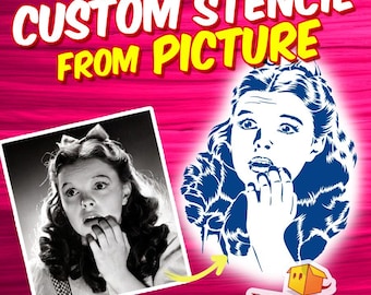 Custom Stencil from Photo: 2 layers Reusable Stencil for painting on walls, wood, fabrics, home and cake decor