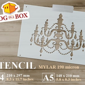 Chandelier Stencil: Reusable Mylar for Wall, Fabric, Cake Decor