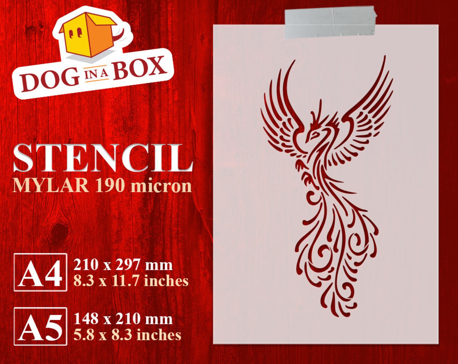 Phoenix Stencil N.4 Reusable Stencil for Wood Signs Fabrics - Etsy