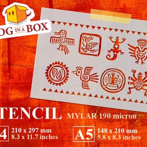 Mayan Symbols Stencil: Reusable Mylar Inca Decor