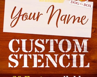Custom Word Stencil: Reusable stencil with your name or any word for painting on walls, wood and cake decor
