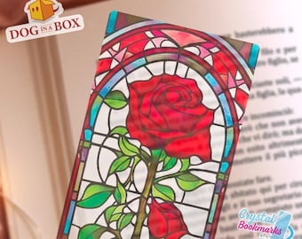 Rose bookmark n.1 - Handmade Transparent Bookmark | Stained Effect | Gift for Readers, Students, Teachers | Flower bookmark