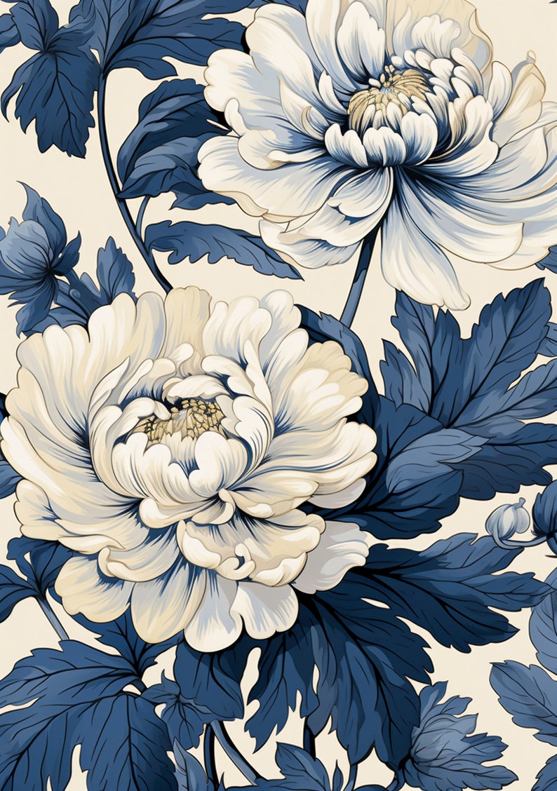 40 Decoupage Papers, Blue Floral, Scrapbook, Junk Journal Bundle Pack