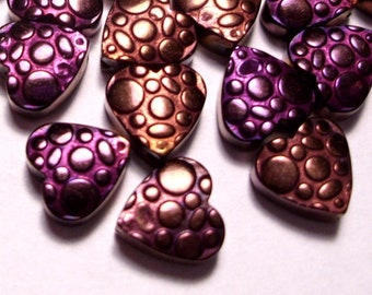 36 pcs beads heart with spot hematite 6 mm x 6.5 mm