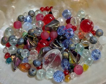 Glass beads, glass beads, mixed shapes, colorful