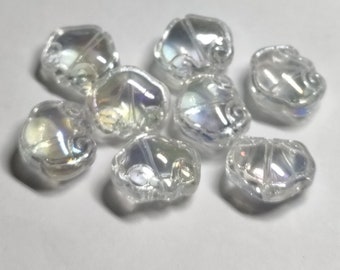 Perles en verre transparent 16mmx13mm plaqué arc-en-ciel forme nuage