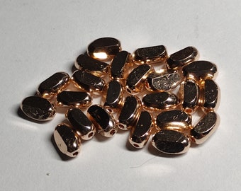 Glass beads fully plated color rose gold 6mmx4mm
