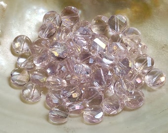 Glass beads glass beads pink flat round 8 mm