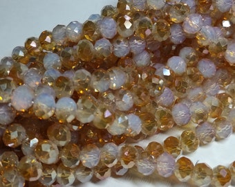 Glass beads cut glass beads 8mmx6mm rondelle apricot plated