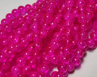 Pink Crackleperlen Glasperlen 6mm