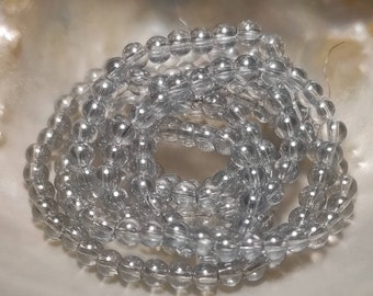 Glass beads silver grey round 3 mm galvanised