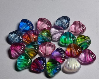 Glass beads shell shape colorful mix 7 x 8 mm