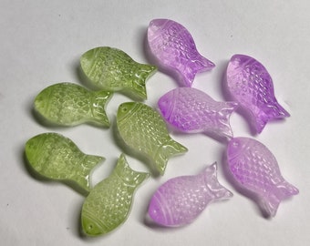 Fish glass beads colorful mix 15 x 8 mm