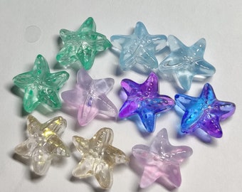 Starfish glass beads colorful mix 14 mm