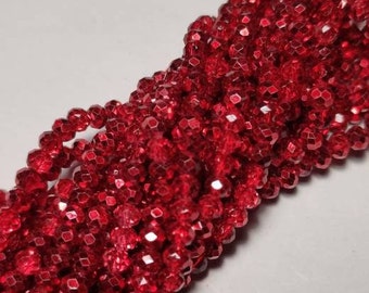 Rote Glasperlen Glasschliffperlen plattiert 4x3mm, 130 Stück