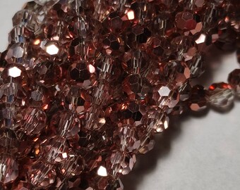Glass beads Glass cut beads 4 mm copper plated