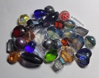 XXL glass beads large, cut glass beads, mix of shapes