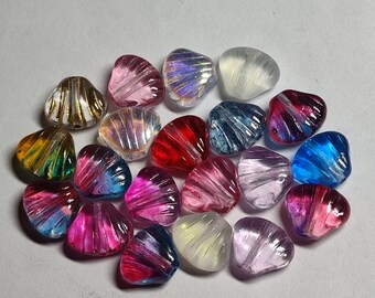 Glass beads shell shape colorful mix 7 x 8 mm