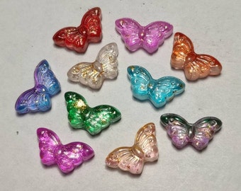 Glasperlen ,  Schmetterling,  14mm x 8mm bunter Mix