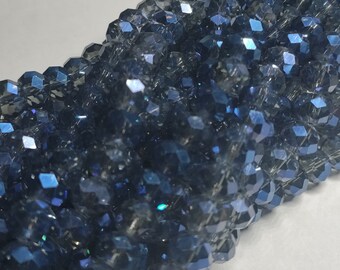 Glass beads glass beads 10mmx8mm blue rondelle faceted