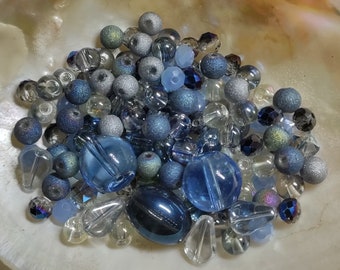 Glass beads glass beads mix blue-gray