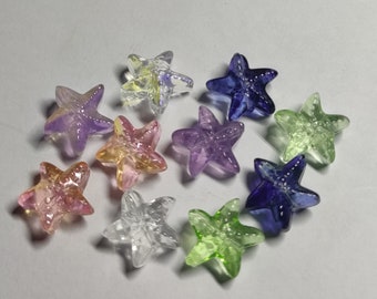 Starfish glass beads colorful mix 14 mm