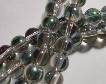 Glass beads galvanized 6 mm green plated