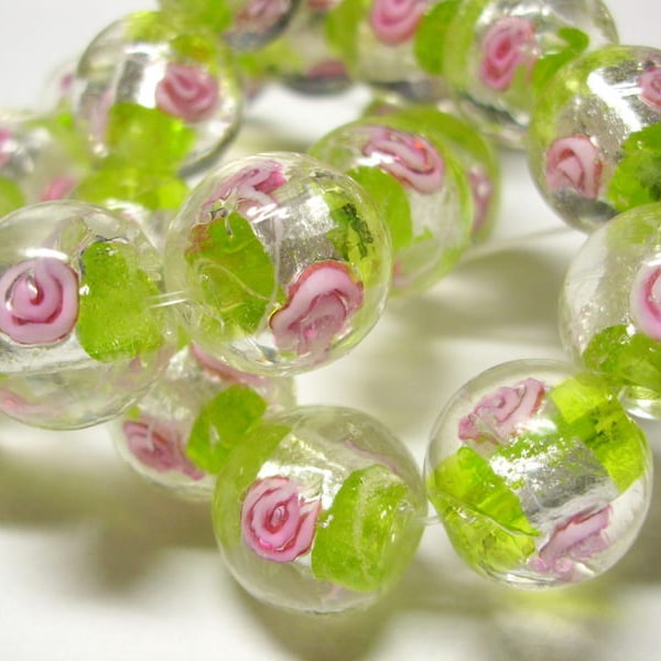 10 pieces lampwork beads-Silverfoil-12 mm