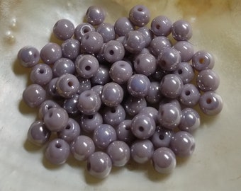 Glass beads faceted 6 x 5 mm rondelle medium purple plated