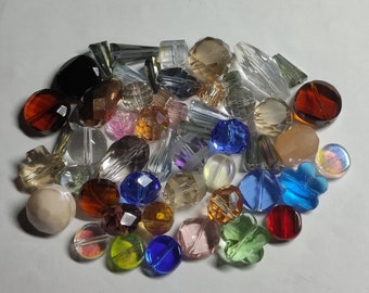 Glass beads cut glass beads mix of shapes colorful