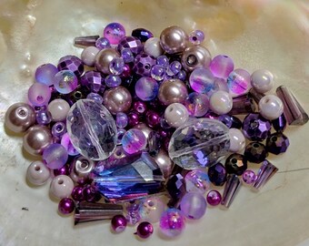 Glass beads glass beads mix of shapes purple berry
