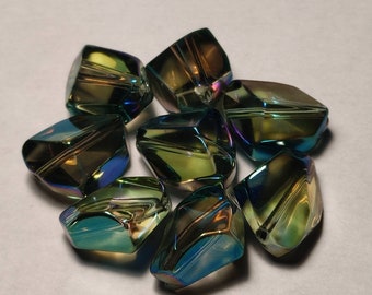 Glasperlen, Glasnuggets, plattiert, schillernd, ca. 15x12mm