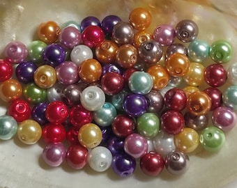 Mélange de perles de verre 100 pièces 8 mm