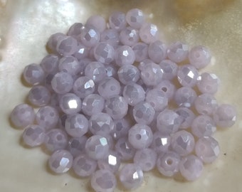 Glass beads, cut glass beads, plated, lilac, 6 x 4 mm, 85 pieces