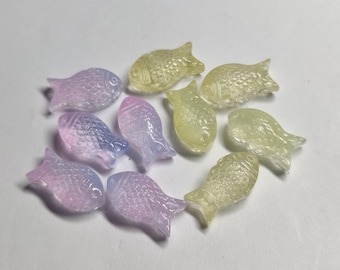 Fish glass beads colorful mix 15 x 8 mm