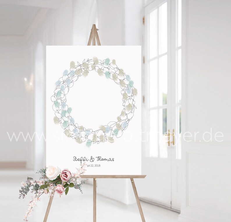 Fingerprint Guestbook Wedding Motif Eucalyptus 